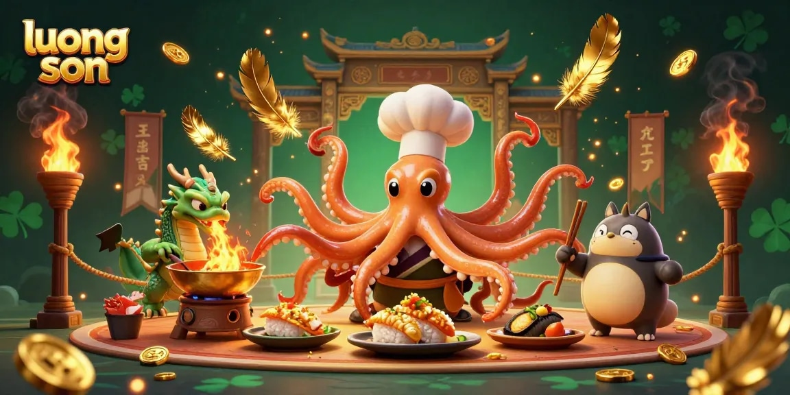Experience thrilling games at luong son with vivid illustrations of an octopus chef in a casino