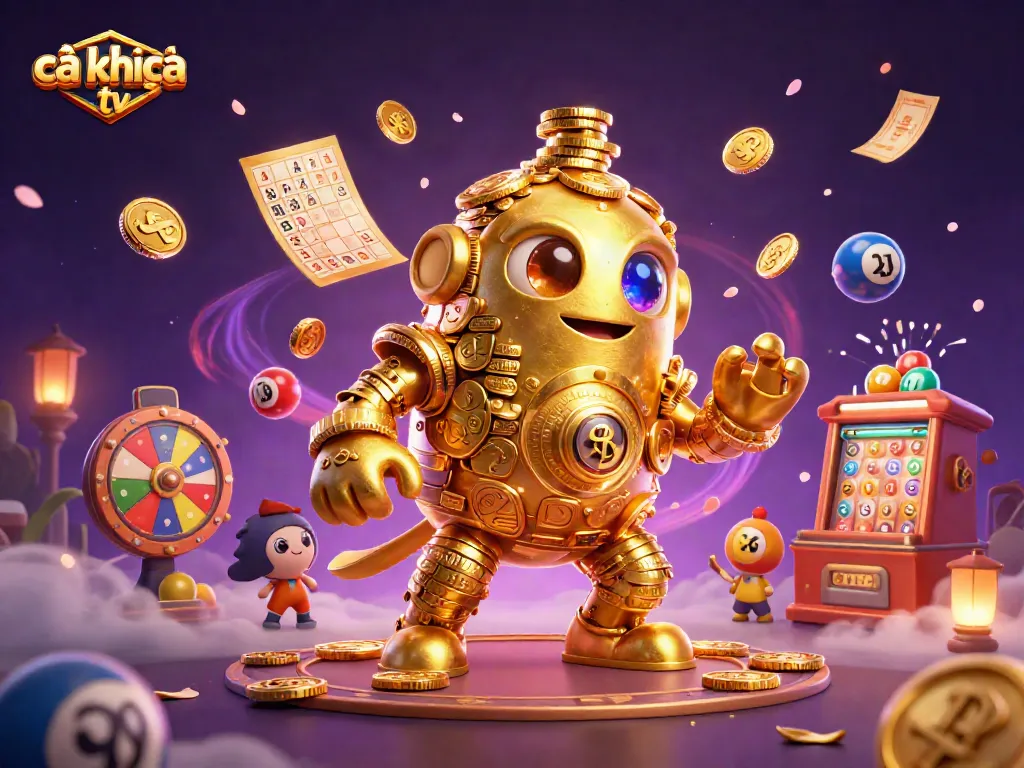 Experience dynamic gaming with cà khịa tv featuring a golden golem and lively lottery elements.