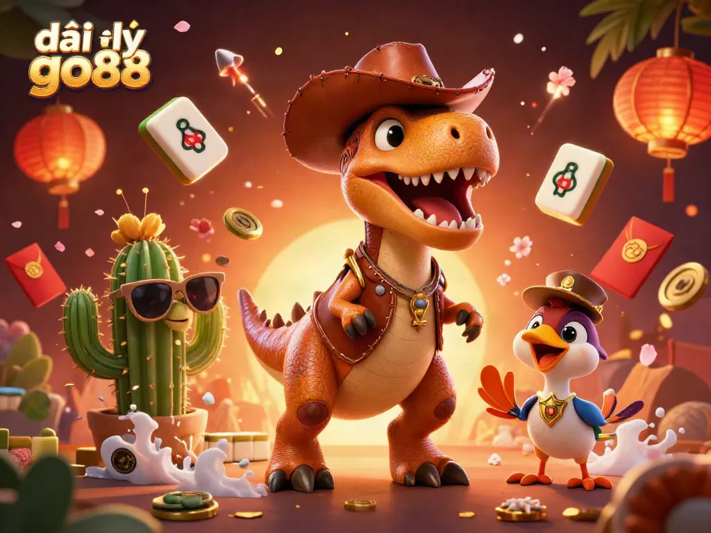 Experience the excitement of đại lý go88 with vibrant casino-themed illustration featuring dynamic characters and elements.