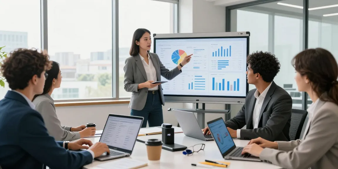 A collaborative office scene showcasing a team working together on the WPS Official Website analytics, reflecting a modern business environment.